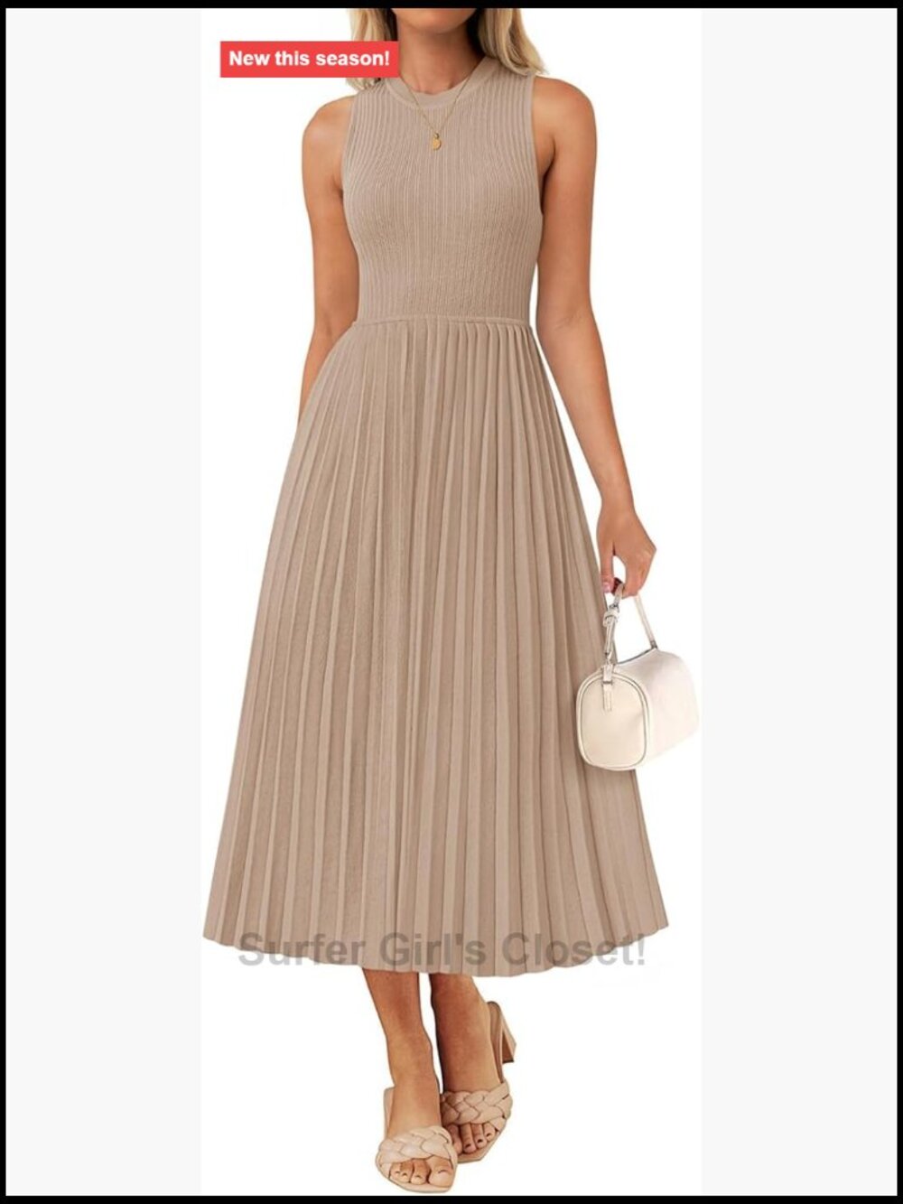 Sleeveless Knit Midi A-Line Pleated Dress Casual Business Party - Picture 1 of 7
